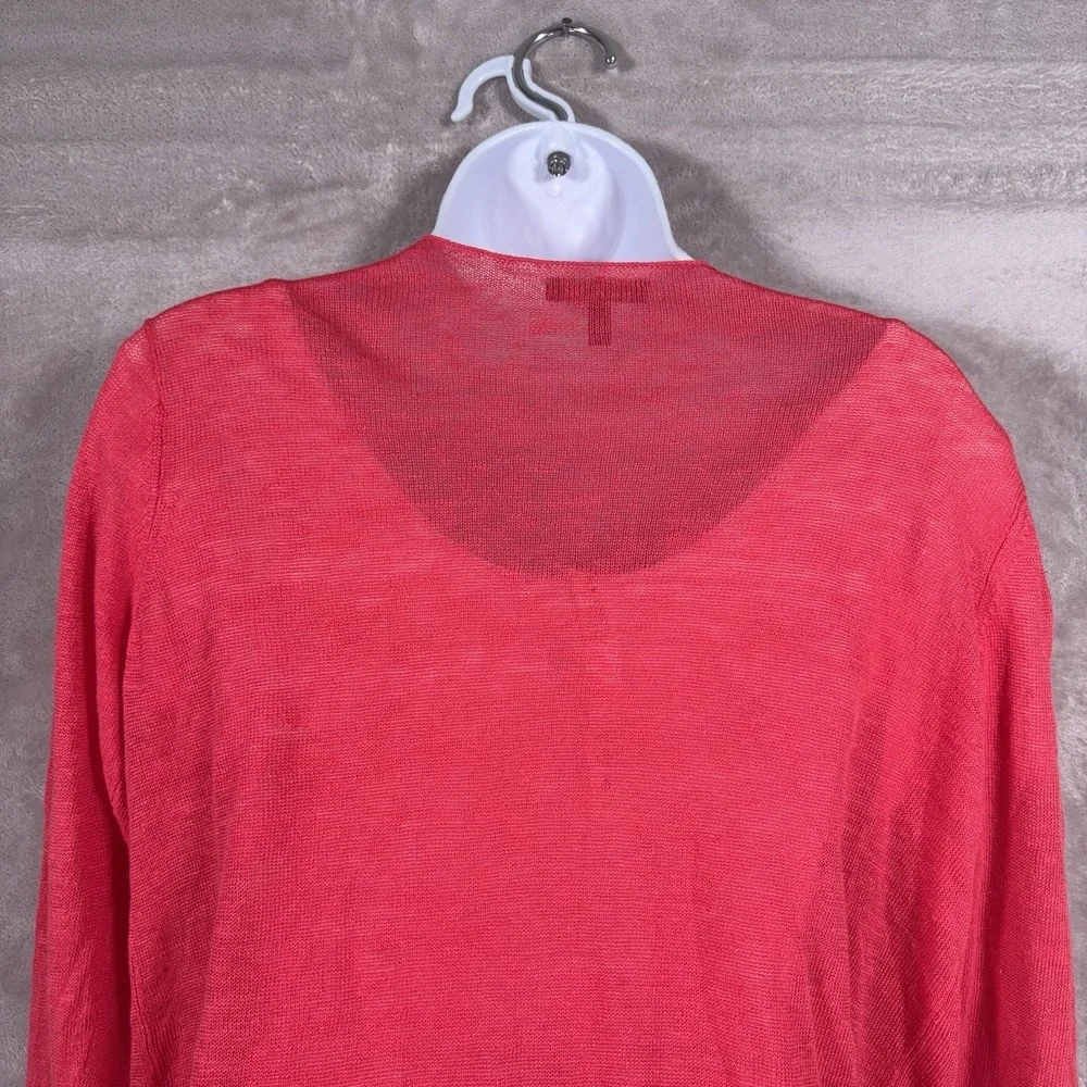 Eileen Fisher Cardigan Womens Small Red Open Front Lightweight Knit Pockets